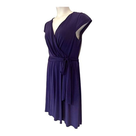 LOTUS Pockets Stretchy Self Sash Purple Office Casual Party Dress size 18W - Picture 5 of 16